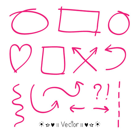 Arrows circles and abstract doodle writing design vector set great for any use.のイラスト素材