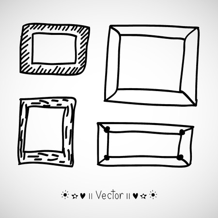 Vector Hand Drawn Frames Set. Cartoon style great for any use.のイラスト素材