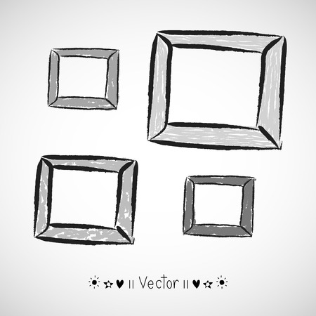 Vector Hand Drawn Frames Set. Cartoon style great for any use.のイラスト素材
