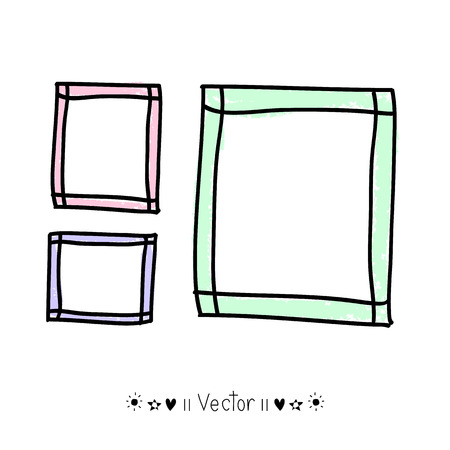 Vector Hand Drawn Frames Set. Cartoon style great for any use.のイラスト素材