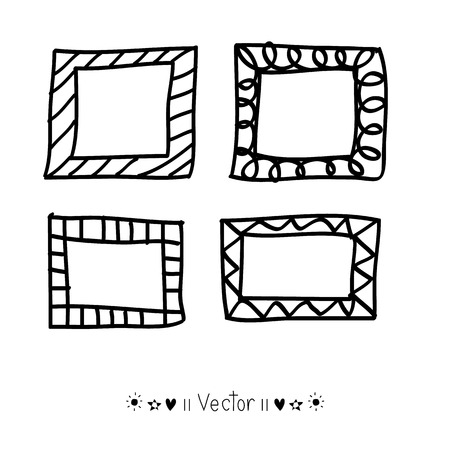 Vector Hand Drawn Frames Set. Cartoon style great for any use.のイラスト素材