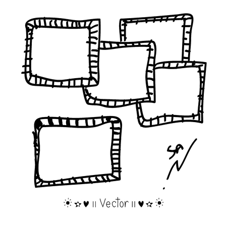 Vector Hand Drawn Frames Set. Cartoon style great for any use.のイラスト素材