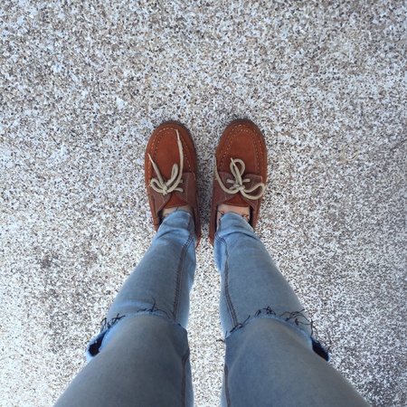 Selfie Of Shoes With Doormatの素材