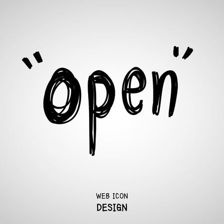 Hand drawn vector open sign for web and mobile great for any use.のイラスト素材