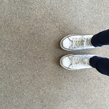 Foot and legs seen from above. Selfie great for any use.の写真素材