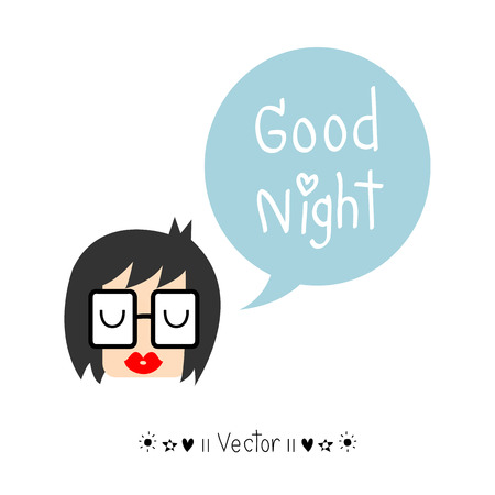 Cartoon character - good night greeting Great For Any Use.のイラスト素材