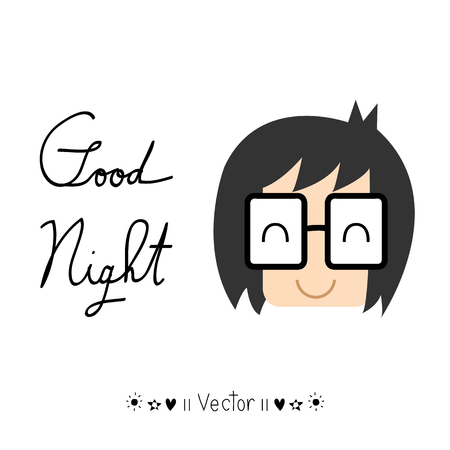 Cartoon character - good night greeting Great For Any Use.のイラスト素材