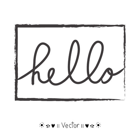 Brush lettering composition, Hello Vector illustration EPS10 Great For Any Use.のイラスト素材
