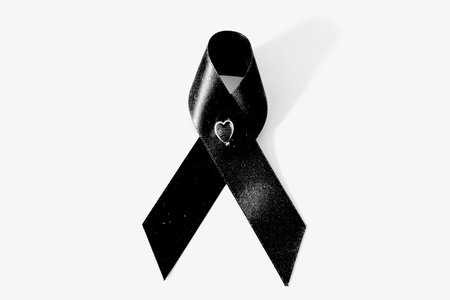 Black Ribbon, Black Ribbon for Mourning On White Background Great For Any Use.