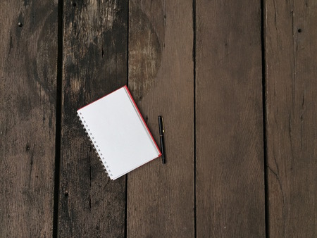 Blank Notebook With Pen On Wooden Desk, Business Concept Great For Any Use.の写真素材