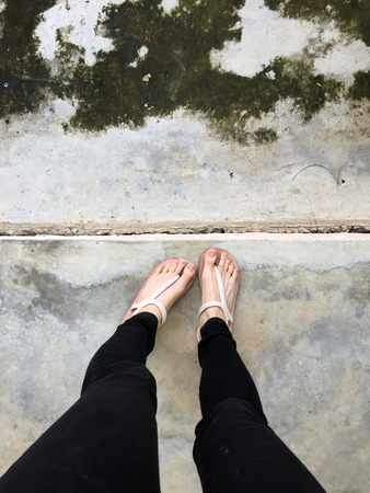 Female Black Pants and Footwear Great For Any Use.の写真素材