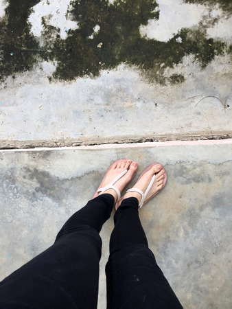 Female Black Pants and Footwear Great For Any Use.の写真素材