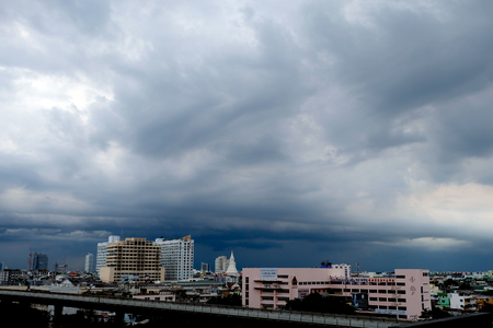Dark Stormy Sky with Clouds and Building on the Backgrounds Great For Any Use.のeditorial素材