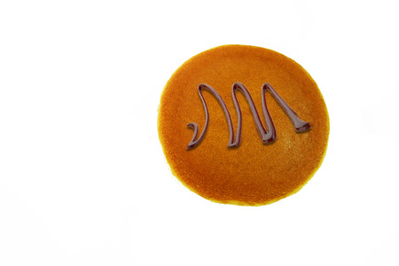 Dorayaki Pancake with Chocolate, Japanese Bean Confectionery On White Background Great For Any Use.の写真素材