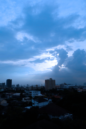 Blue Sky Nature Background, Dramatic Dark Sky with Clouds Great For Any Use.の写真素材