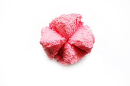 Thai Dessert, Pink Steamed Cup Cake on White Background Great For Any Use.の写真素材