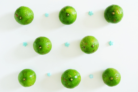 Background Lime, Group Green Limes Isolated on White Background Great For Any Use.の写真素材