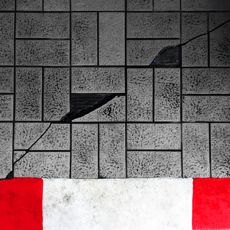 Red and White Concrete Curb, Concrete Road - Sidewalk with Red and White for Background Great For Any Use.の写真素材