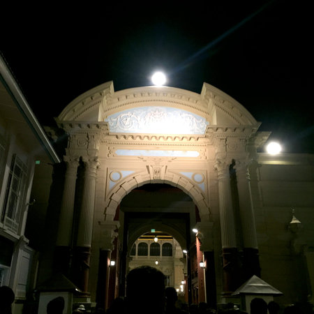Door of the Grand Palace (Wiset Chai Si Gate), Emerald Buddha Temple Bangkok Thailand in the Night Great For Any Use.の写真素材