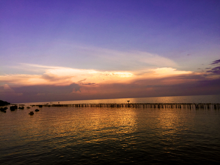 Lake Nature. Beautiful Landscape on the River with Sky Clouds of Thailand Backgroundの写真素材