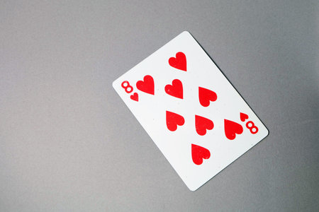 Eight Heart Playing Cards. Red Spades Playing Card 8 Game Isolated On Gray Background Great for Any...