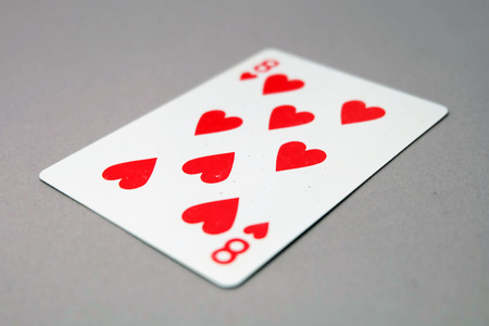 Eight Heart Playing Cards. Red Spades Playing Card 8 Game Isolated On Gray Background Great for Any Use.の写真素材