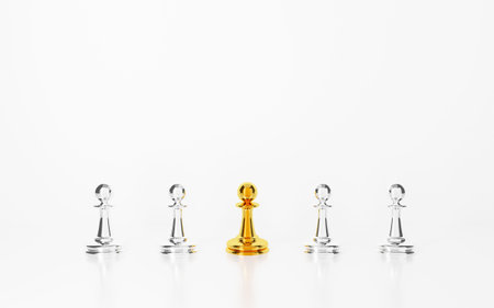 3d rendering for competition winner, success, strategic planning and outstanding concept. Gold chess...