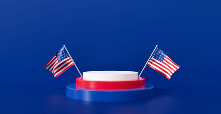 3d rendering illustration for 4th of July celebration unit, presidents day banner. American flag...