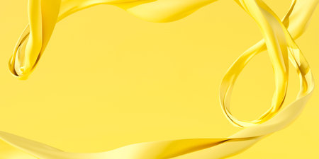 Yellow 3d rendering illustration for display banner, backdrop studio, advertising design. Flowing...