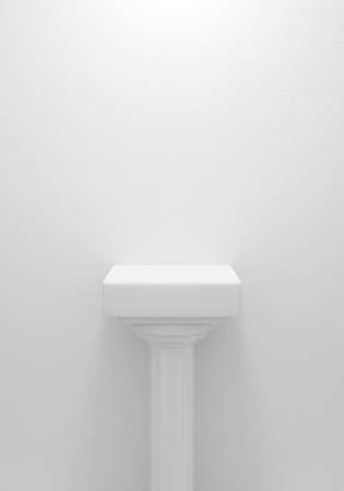 3d rendering illustration for stand promotion, pedestal winner, mockup design. Antique sculpture modern Doric column Greek pillar isolated on white background abstract in studio room.の写真素材