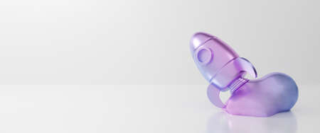 Cute 3D rendering illustration of pastel pink purple space rocket launch isolated on white background abstract. Technology start up concept. Fantasy science fiction. Creative ideas minimalism.の写真素材