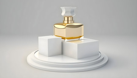 Cosmetic product design 3d rendering of podium white background abstract. Skincare beauty, Generative Ai.の素材