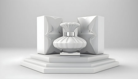 Cosmetic product design 3d rendering of podium white background abstract. Skincare beauty, Generative Ai.の素材