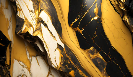 Gold black marble background abstract light. Generative Ai. 3d rendering of Luxury stone wall.の素材