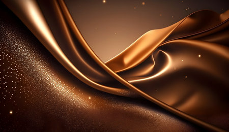 Bronze silk fabric background texture abstract pattern. Luxury satin cloth 3d rendering illustration. Generative Ai.の素材