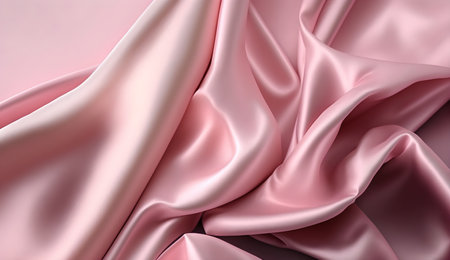 Pink silk fabric background texture abstract pattern. Luxury satin cloth 3d rendering illustration. Generative Ai.の素材
