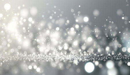 White lights background texture abstract Christmas decoration. Beautiful bright winter sparkle silver bokeh, 3d rendering of Generative Ai.の素材