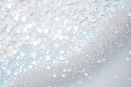 White lights background texture abstract Christmas decoration. Beautiful bright winter sparkle silver bokeh, 3d rendering of Generative Ai.の素材