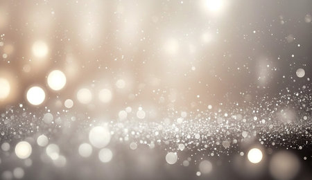 Silver lights background texture abstract Christmas decoration. Beautiful bright winter sparkle white bokeh, 3d rendering of Generative Ai.の素材