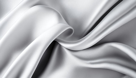 Silver grey silk fabric background texture abstract pattern. Luxury satin cloth 3d rendering illustration. Generative Ai.の素材