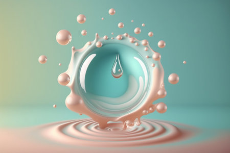 Liquid drop water color background for display product with Generative Ai. Cosmetic beauty.の素材