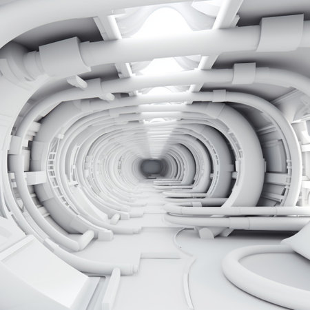 White futuristic background abstract. Room of space city sci fi texture. Generative Ai  with copy space.の素材