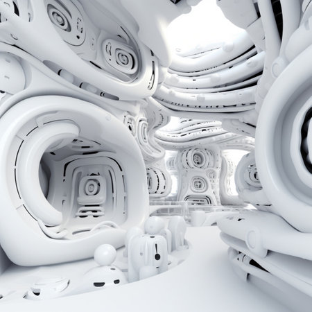 White futuristic background abstract. Room of space city sci fi texture. Generative Ai  with copy space.の素材