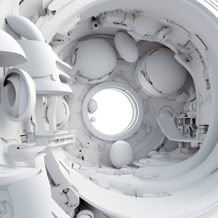 White futuristic background abstract. Room of space city sci fi texture. Generative Ai  with copy space.の素材