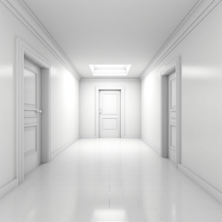White empty room background abstract with window. Generative Ai. Modern architecture interior.の素材
