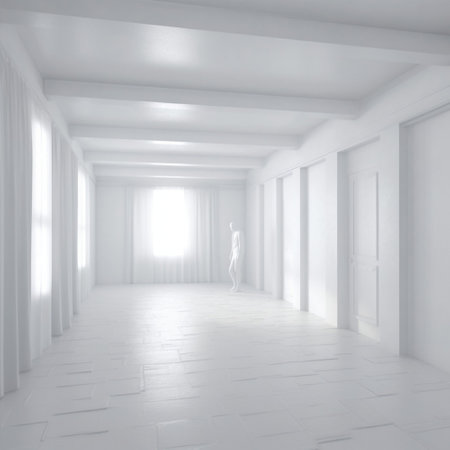 White empty room background abstract with window. Generative Ai. Modern architecture interior.の素材