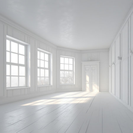White empty room background abstract with window. Generative Ai. Modern architecture interior.の素材