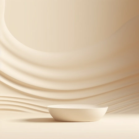 Beige background studio with Generative Ai. minimalism podium stand for branding.の素材