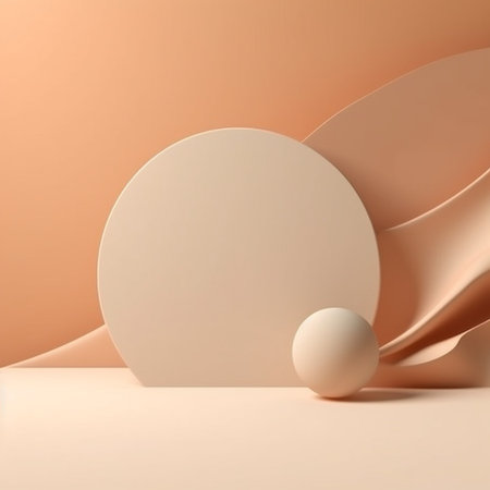 Beige background studio with Generative Ai. minimalism podium stand for branding.の素材