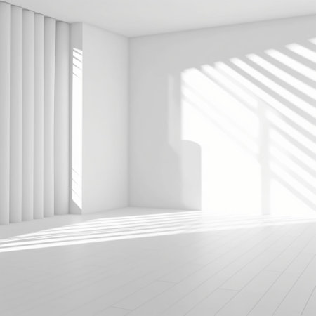 White background abstract with shadow and light. Product display podium Generative Ai.の素材